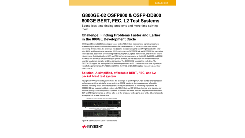 G800GE-02 OSFP800 & QSFP-DD800 800GE BERT, FEC, L2 Test Systems
